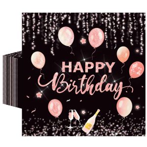50 Pcs Happy Birthday Napkins 13 x 13 Inches, Rose Gold Birthday Paper Napkins Disposable Luncheon Party Napkin Cocktail Napkins for Birthday Party Decorations (Birthday)