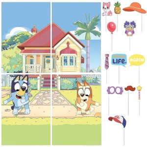 Exciting Bluey Scene Setter with Props - Pack of 16 - Multicolor Paper Decorations - Ideal for Unforgettable Parties, Events & Celebrations