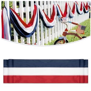 American Flag Bunting Banner 2x20 Ft Patriotic Decorations – Red White Blue Stripe USA Banner for 4th of July Outdoor Porch Fence Garden Memorial Day Veterans Day Decor (1 Pack)