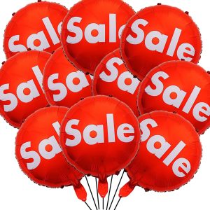 10PCS Red Sale Foil Balloon 18inch Round Sale Mylar Balloon for Celebrating a…