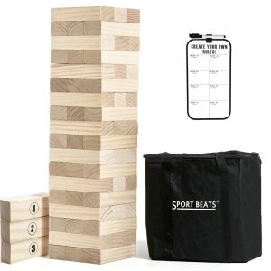 SPORT BEATS Outdoor Games Large Wooden Tower Stacking Game Stack up to 4 FT