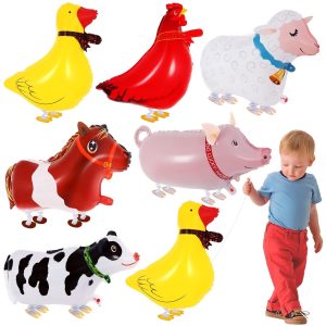 6 Pcs Walking Animal Balloons, Farm Animals Balloons, Walking Foil Mylar Balloon, Farm Birthday Decorations for Farm Theme Party Supplies (Animal)