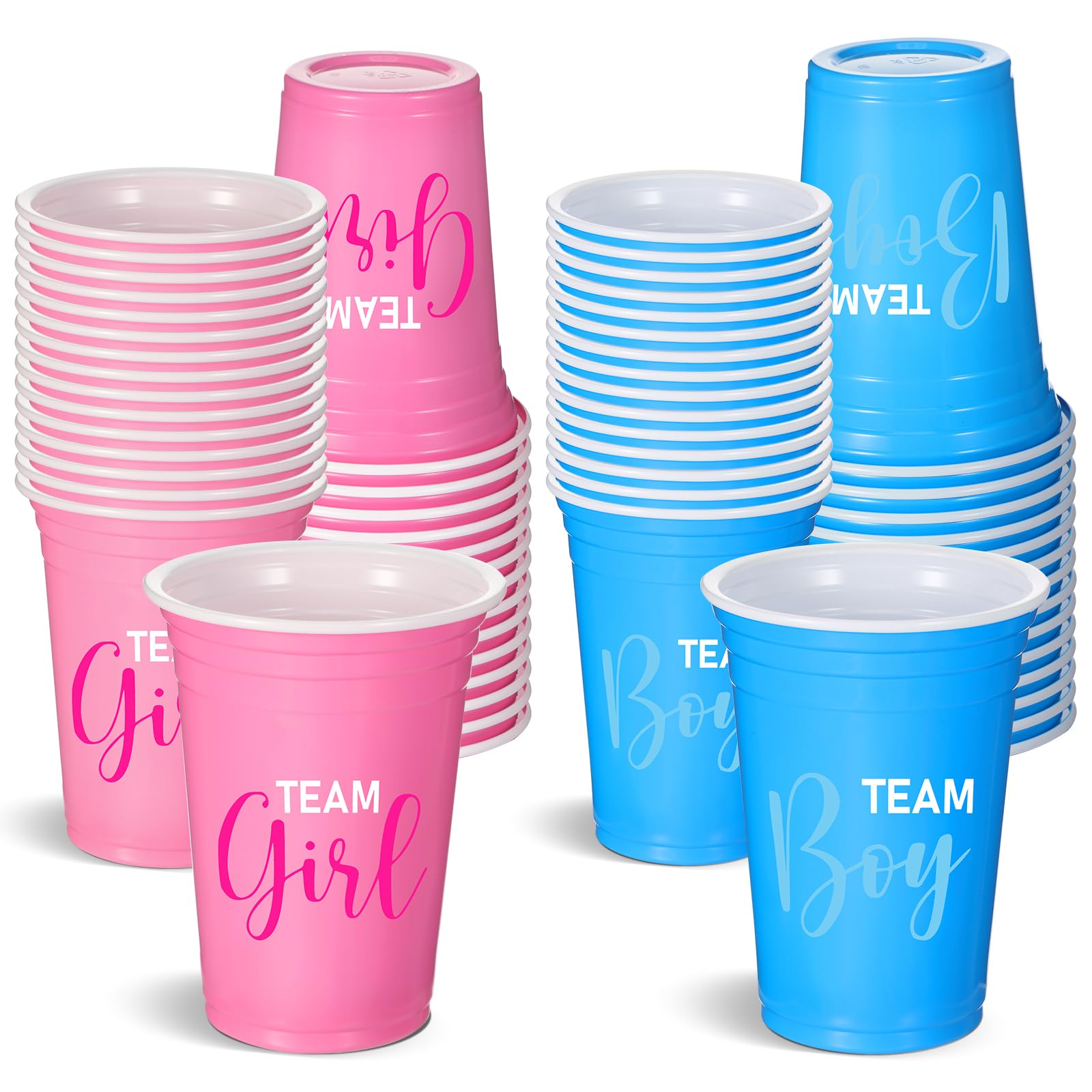 Norme 60 Pcs Gender Reveal Plastic Blue Pink Cups Gender Reveal Cups Supplies Team Boy Team Girl Disposable for Party Favors Games Beverage Drink Tableware (12 oz)
