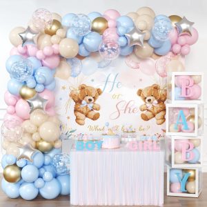 BIENAN Bear Gender Reveal Decorations for Boy or Girl Bear Theme Party