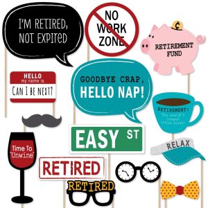 Retirement Photo Booth Prop Kit, DIY Cardstock Props - 20pc