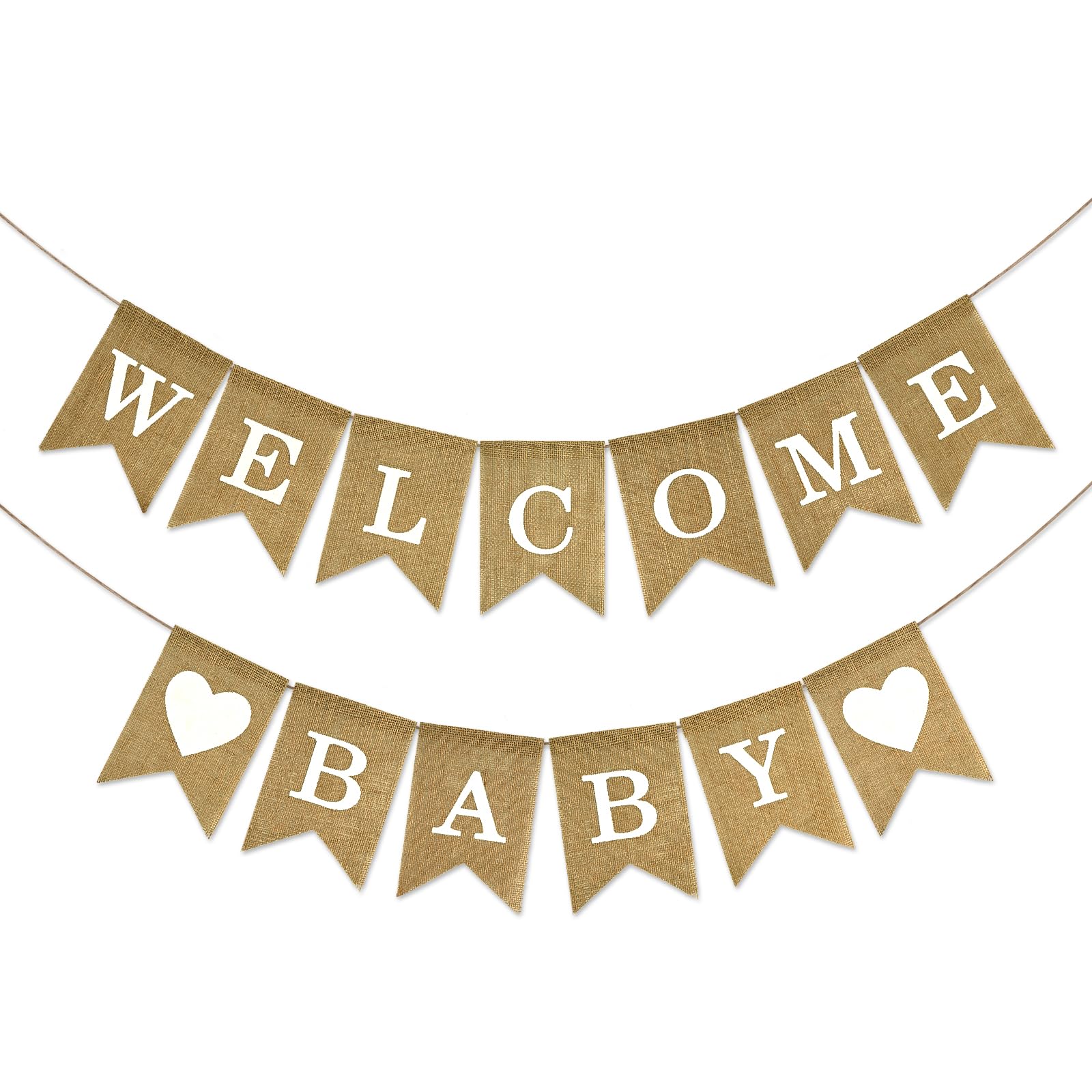 Anwyll Burlap Welcome Baby Banner - NO DIY Baby Shower Decoration Banner Oh Welcome Babies Shower Sign for Backdrop Adorable Neutral Gender Reveal Party Decoration Babies Announcement Sign Girl Boy