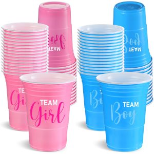 Norme 60 Pcs 16 oz Plastic Gender Reveal Cup Blue Pink Disposable Cup