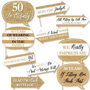 Funny We Still Do - 50th Wedding Anniversary - Anniversary Party Photo Booth Props Kit - 10 Piece