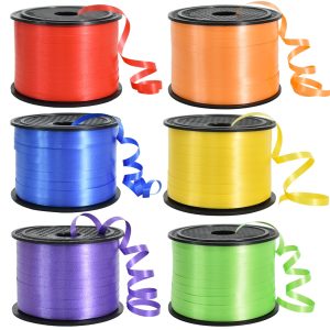 TONIFUL Rainbow Curling Ribbon-6 Assorted Colors Balloon Curling Ribbons Set-600 Yards Balloon String for DIY Decor,Gift Wrapping,Ribbons and Bows for Christmas New Year Birthday Gifts Supplies