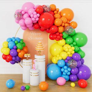 KUULBELA 162 Pcs Colorful Rainbow Balloons Arch Kit, Diffrent Size Rainbow Balloon Garland,…