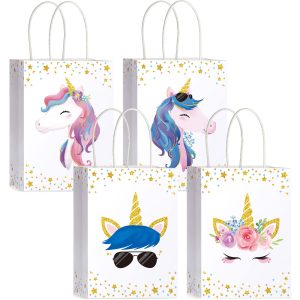 Crtiin 24 Pcs Unicorn Party Favor Bags for Halloween Christmas Birthday