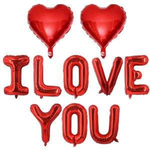 Red Heart Shaped Balloons Red I LOVE YOU Valentine Balloons for Valentines Day Bridal Shower Wedding Party Decorations