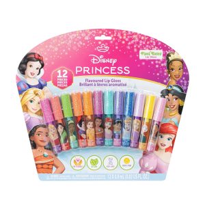 Townley Girl Disney Princess Lip Gloss Set, 12-Piece Plant-Based, Ages 3+