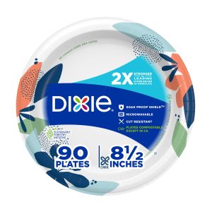 Dixie Paper Plates 8.5 Inch, 90 Count, Disposable Plates