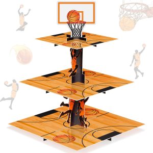 Tiamon 3 Tier Basketball Cupcake Stand for Teenagers Birthday Party
