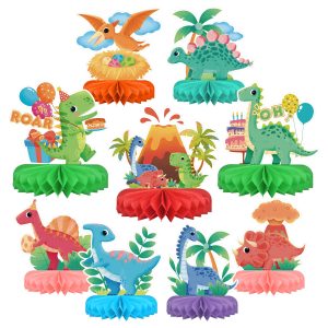 Dinosaur Birthday Party Supplies Kit - Dinosaur Themed Table Decorations with Honeycomb Centerpiece for Splendid Birthday Party Decorations