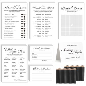 GAMSUNSTAR Bridal Shower Games, 5-Game Set for 32 Guests with 32 Pencils