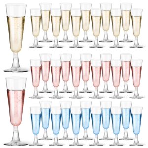 GuanQiao 40 Pack 5.5 Oz Plastic Champagne Flutes