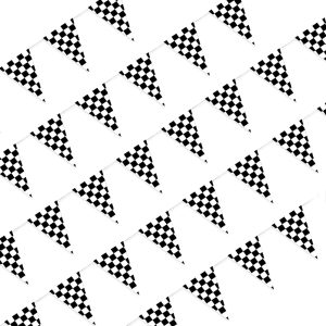 Piokio 60 Pcs Double Sided Plastic Checkered Flag Banner, Racing Birthday Decorations, for Nascar Cars Party Supplies