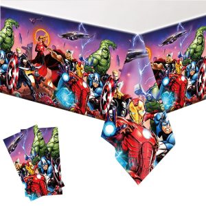 2Pack Super Hero Tablecloth Disposable Tablecover Birthday Party Supplies and Decorations for Kid Boy Baby Shower Rectangle Tables 70"X42" (Multi Color)