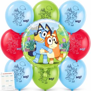 Bluey Balloons Latex and Foil - Bluey Birthday Decorations, Party Supplies