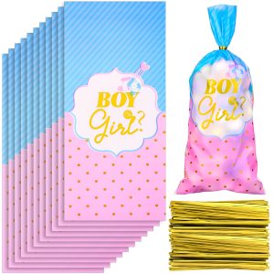 Harloon 100 Pcs Gender Reveal Party Favor Gift Bags Pink Blue Boys or Girls