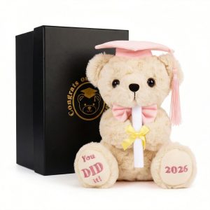 Numyawl Pink 2026 Graduation Bear, 8in Teddy with Cap, Diploma & Gift Box