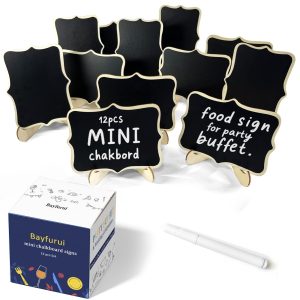 12pcs Mini Chalkboard Signs with Stand,Food Labels for Party Buffet, Food Tag/Name Card for Wedding Table, Name Tag Drink Labels Taco/Candy Bar/Bake Sale Food Sign, Catering Supplies Buffet Display