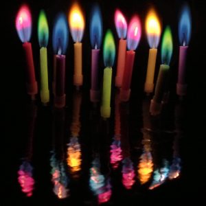 Amazing Colorflame Multicolor Happy Birthday Candles and Holders (12 Count),Unscented