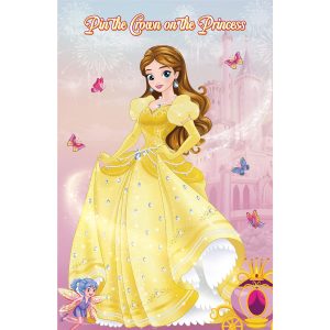 Atiloy Pin The Crown on The Princess Party Games for Girls Princess Birthday Party with 24 Pcs Crowns, Large Princess Poster for Kids Girls Princess Birthday Party Princess Tea Party Decorations