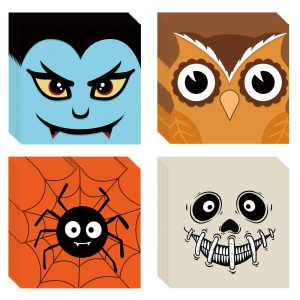 50 Pcs Halloween Paper Napkins 6.5 x 6.5 Inches, Spider Web Ghost Disposable Luncheon Dinner Party Napkins Cocktail Napkin for Halloween Party Decorations