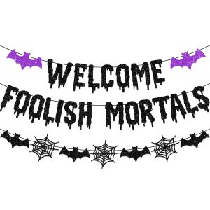 Halloween Banner Welcome Foolish Mortals Banner NO-DIY