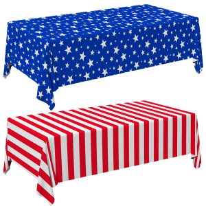 4th of July Party Decorations Set-American Flag Patriotic Theme Kit for Independence & Election Day Decorations, Disposable Plastic Tablecloth - for American Patriotic & 4th of July Decorations,2PCS