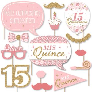 Mis Quince Anos - Quinceanera Sweet 15 Photo Booth Prop Kit - 20pc