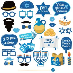 Bessmoso 29Pcs Hanukkah Photo Booth Props Party Decorations