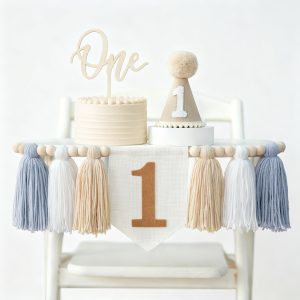 DCJHFJ First Birthday Decorations for Boy Highchair Banner One Birthday Hat