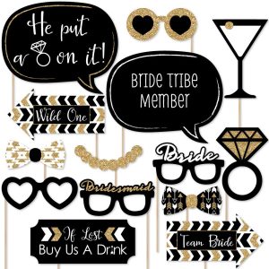 Bride Tribe Bridal Shower Photo Booth Prop Kit, DIY Cardstock Props - 20pc