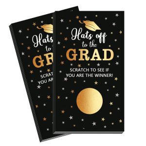 COCHIE 30 Cards Scratch Off Graduation Party Game, Class of 2025 Door Raffle Grad Games, Graduation Parties Supplies Favor Decorations (Black Gold)