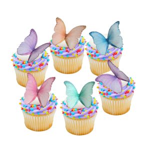 48Pcs Edible Butterflies for Cake Decorating Wafer Paper Butterfly Cupcake Toppers Edible Cake Toppers for Wedding Birthday Party Cupcakes Decorations(Mix Color)