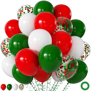 Green Red White Balloons for Christmas Birthday Party Decorations