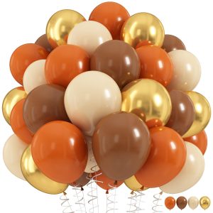 Fall Balloons, 60Pcs Orange Brown Balloon for Thanksgiving Party Decoration