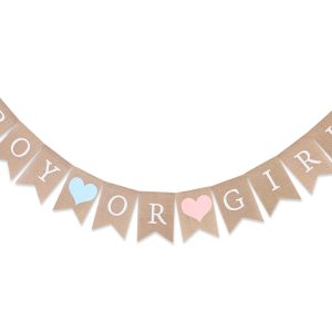 Boy or Girl Burlap Banner - Rustic Gender Reveal Banner, Baby Shower Decorations