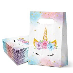 FRIDAY NIGHT Unicorn Gift Bags Watercolor Paper Treat Candy Bag 24 PCS Unicorn Themed Birthday Party Supplies Wedding Bridal Showers Decorations