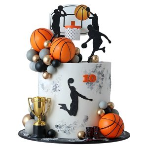 Basketball Cake Toppers, Qoadwem 29pcs Basketball Hoop Cake Decorations Sport Cake Party Decorations Sports Party Supplies With Cake Balls