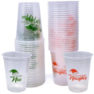 Gift Boutique 50 Pack Disposable Plastic Christmas 16 oz. Drinking Cup