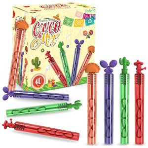 40PCS Mexican Bubble Wands, Mini Bubble Wands for Mexico Theme Party Favors, Cinco de Mayo Gift Toys for Girls Boys Kids Adults, Party Bag Stuffers Goodie Bag Filler, Classroom Prizes
