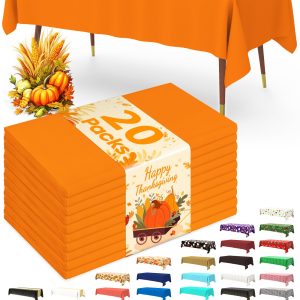 Pureegg 20 Pack Plastic Table Cloth Disposable 54x108 Inch
