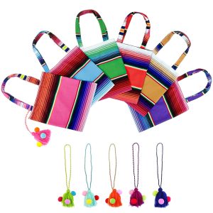 OurWarm 6 Mexican Party Favors Bags, Mini Tote Bag for Fiesta, 10 x 8 Inch