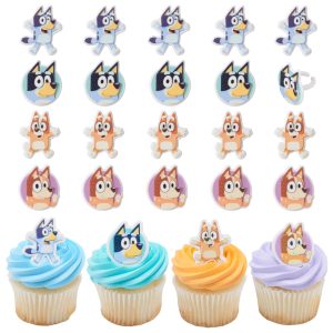 Bluey So Much Fun Cupcake Decoration Toppers | 24 Pack Party Cake Rings