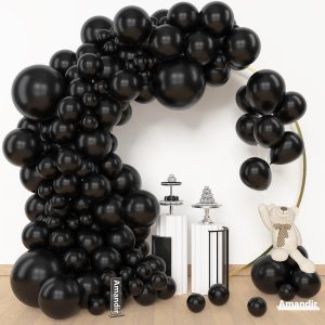 Amandir 153 Pcs Black Balloons Arch Garland Kit Different Sizes